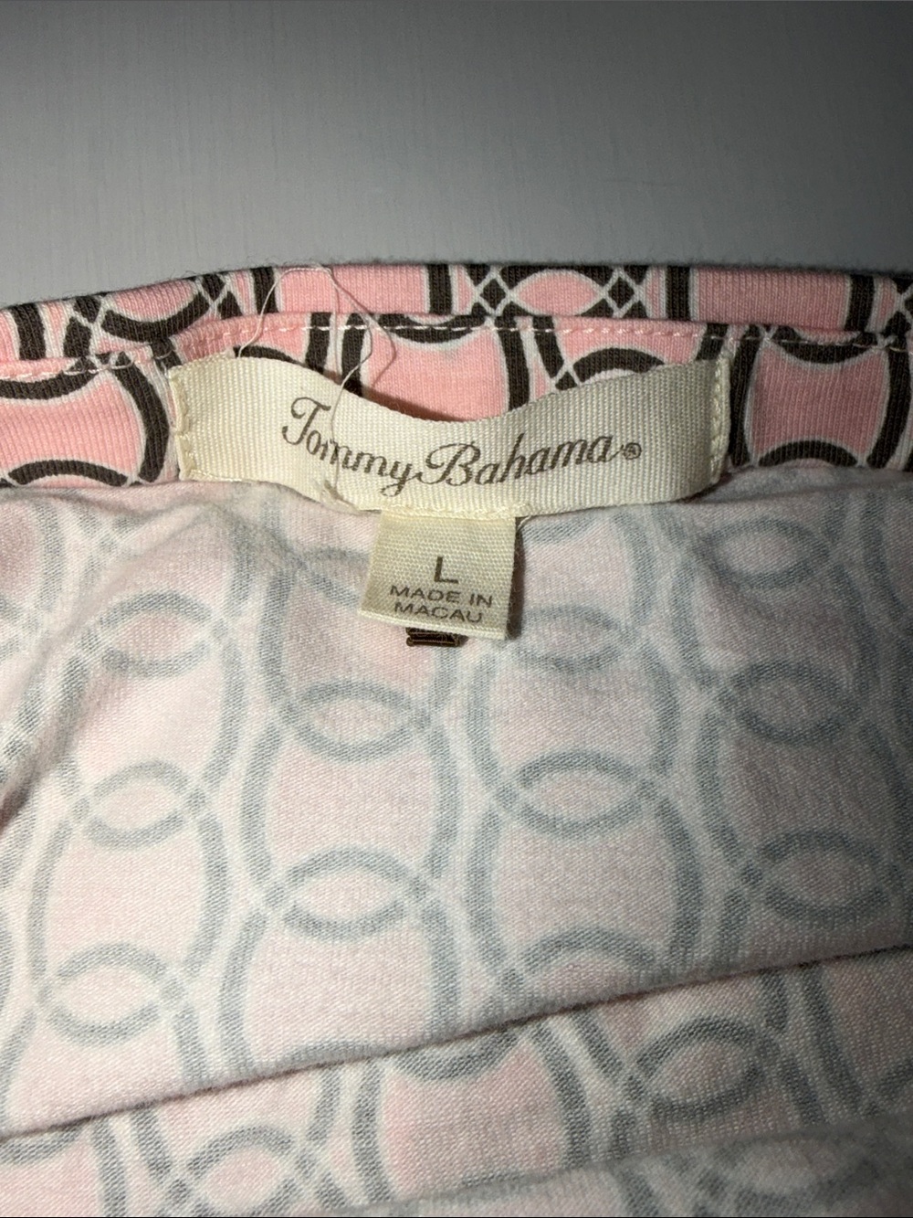 Tommy Bahamas Light Pink & Gray Dress, size L - Picture 4 of 4